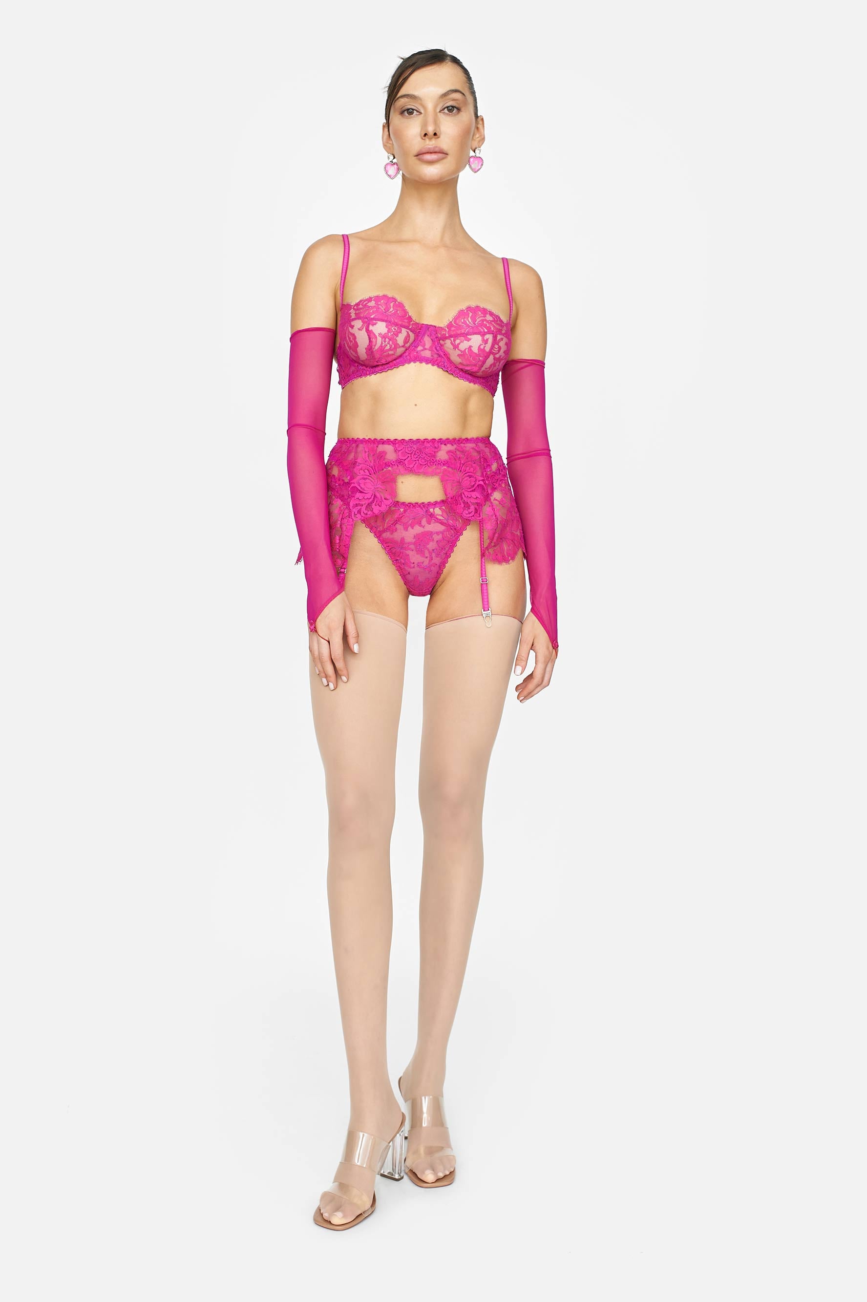 MISTY GLOVES LACER MESH GLOVES PINK MAGENTA